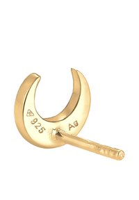 Guldtonet øreringdel, halvmåneformet med en lige stang. Har påskrifterne '925' og 'Ag', der angiver sølvindhold. Glat overflade.