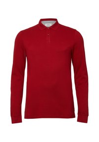 Langarm poloshirt in felrood, gemaakt van katoen. Kenmerkt zich door een klassieke kraag, een drieknoopsluiting en subtiele logo borduring.