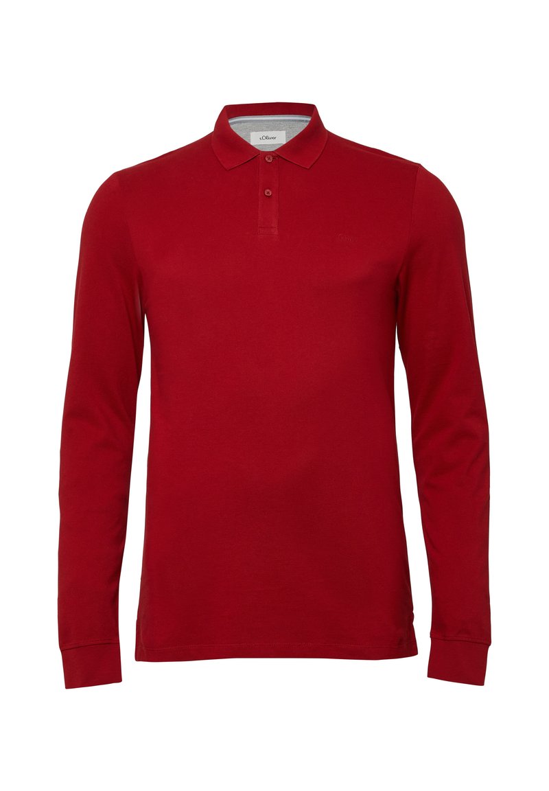 Langarm poloshirt in felrood, gemaakt van katoen. Kenmerkt zich door een klassieke kraag, een drieknoopsluiting en subtiele logo borduring.