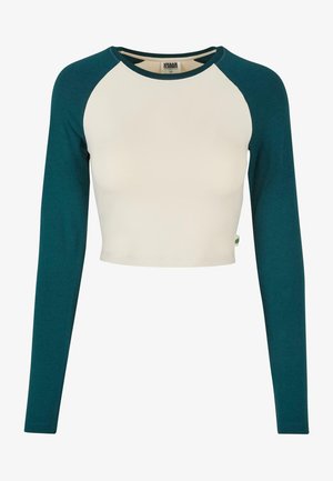 CROPPED RETRO BASEBALL LONGS - Long sleeved top - whitesand jasper