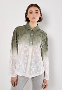 Apricot EMBROIDERED LEAF OMBRE  - Button-down blouse - khaki