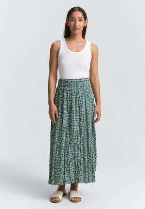 TOM TAILOR Maxi skirt - abstract tel green grid design