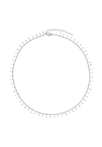 Collana in argento con una serie di piccoli pendenti piatti lungo la lunghezza. Include un gancetto regolabile per una vestibilità personalizzabile.