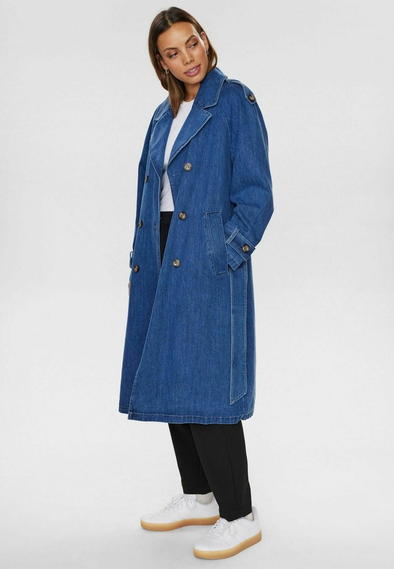 Numph Trenchcoat blauw denim/bluedenim