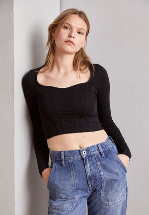 Noisy May NMKERRY CORSET CROPPED - Μπλούζα με μακριά μανίκια - black
