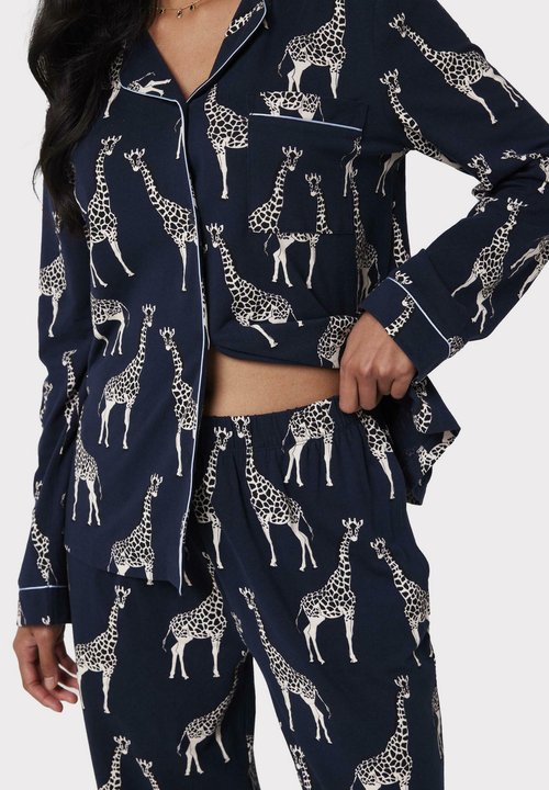 Leuke Giraffe Womens Pyjama Set Korte Mouw Top Shorts Loungewear met Zakken Thuis Strand, Stijl, 3XL