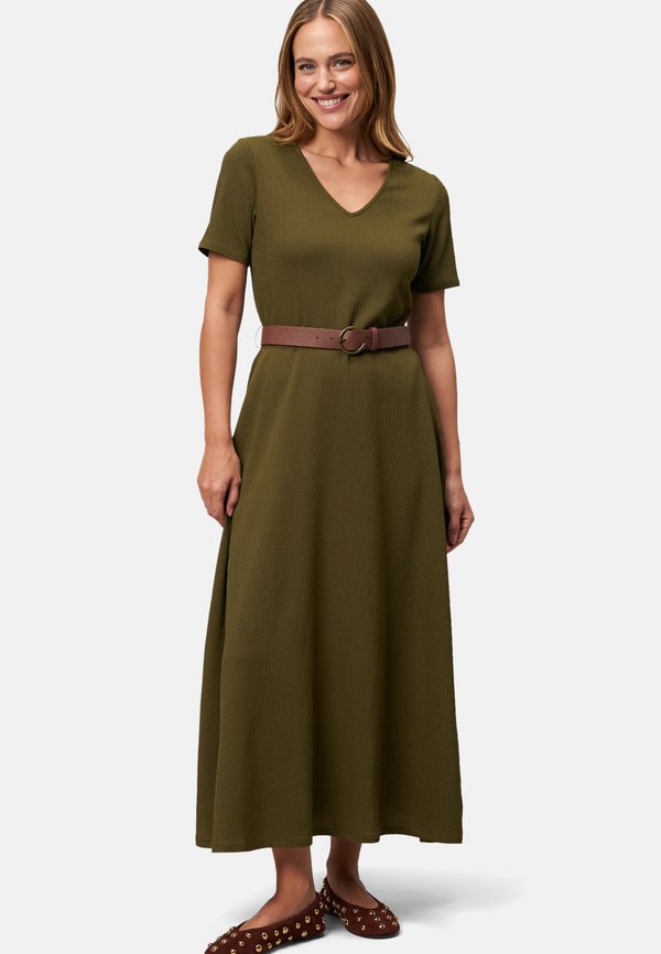 MIT GÜRTEL - Maxikleid - dark olive