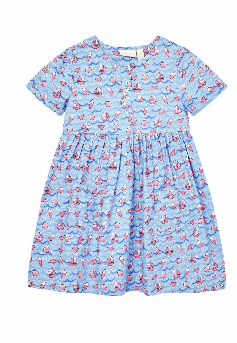 JoJo Maman Bébé NAUTICAL WAVE BUTTON FRONT - REGULAR FIT - Denní šaty - blue nautical wave