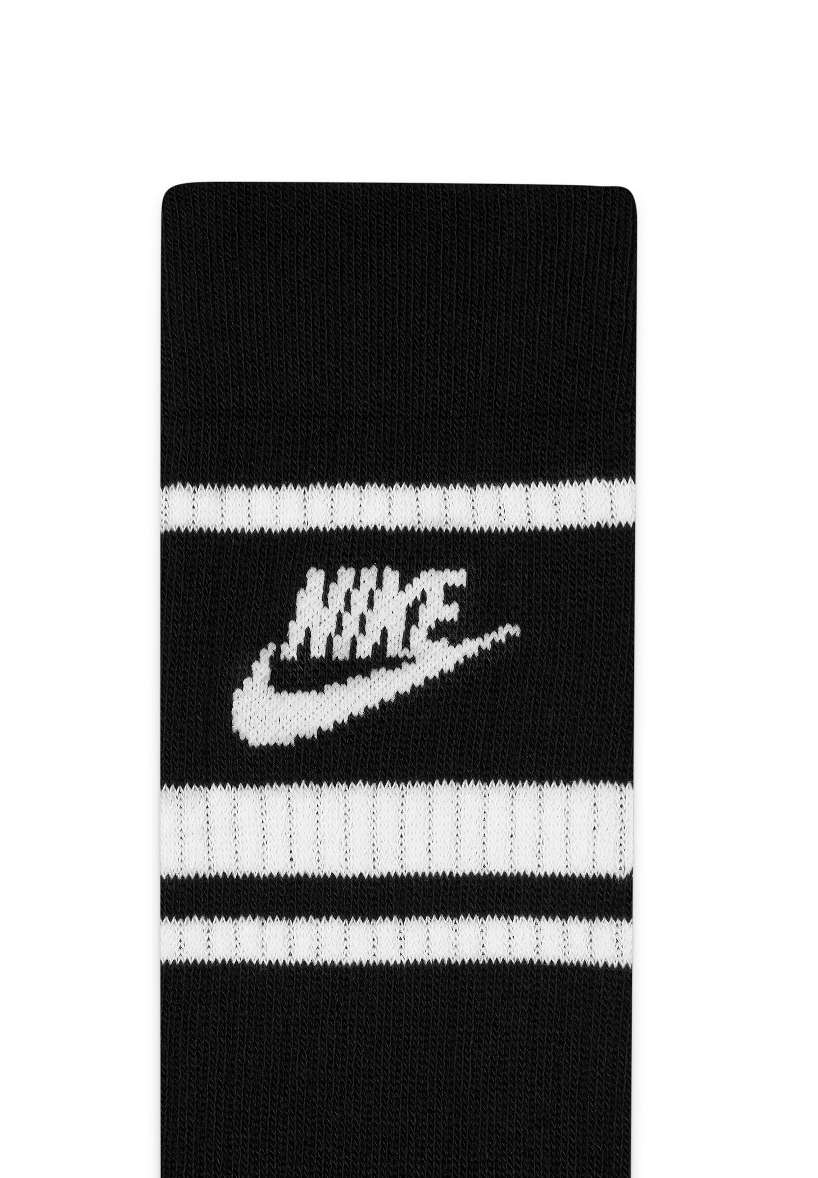 nike 3 pack logo stripe socks in white and black