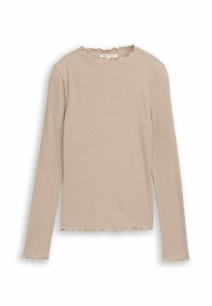 TOM TAILOR DENIM, LANGARMSHIRT MIT RIPPSTRUKTUR - Long-sleeved top - atmosphere beige melange