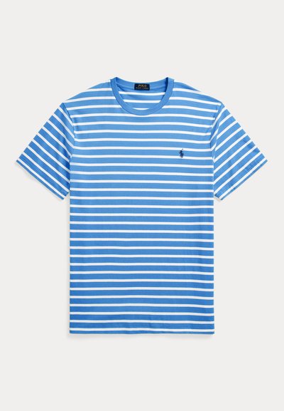 Polo Ralph Lauren Big & Tall STRIPED JERSEY CREWNECK T-SHIRT - Marškinėliai su spaudiniu - new england blue/white