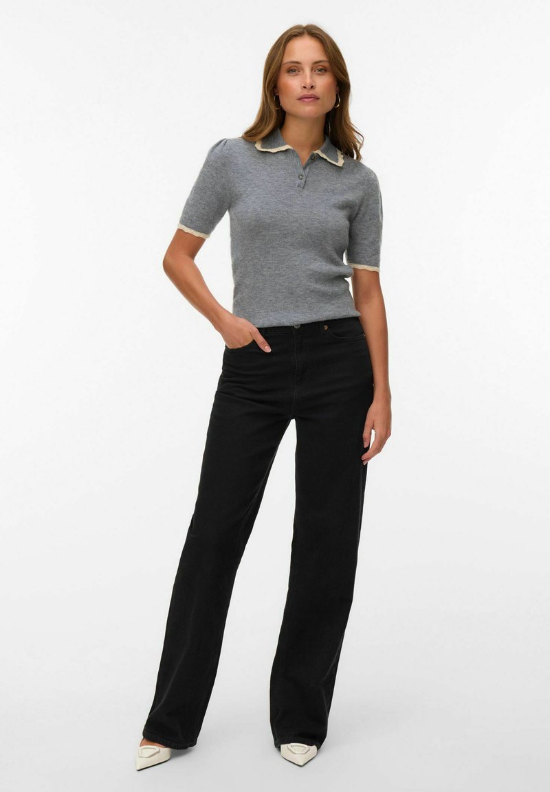Vero Moda KNITTED PULLOVER VMELLA KNITTED PULLOVER - Polo - medium grey melange