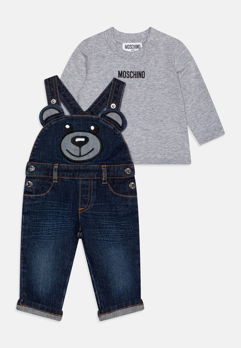 MOSCHINO BABY DUNGAREES SET - Langarmshirt - grigio