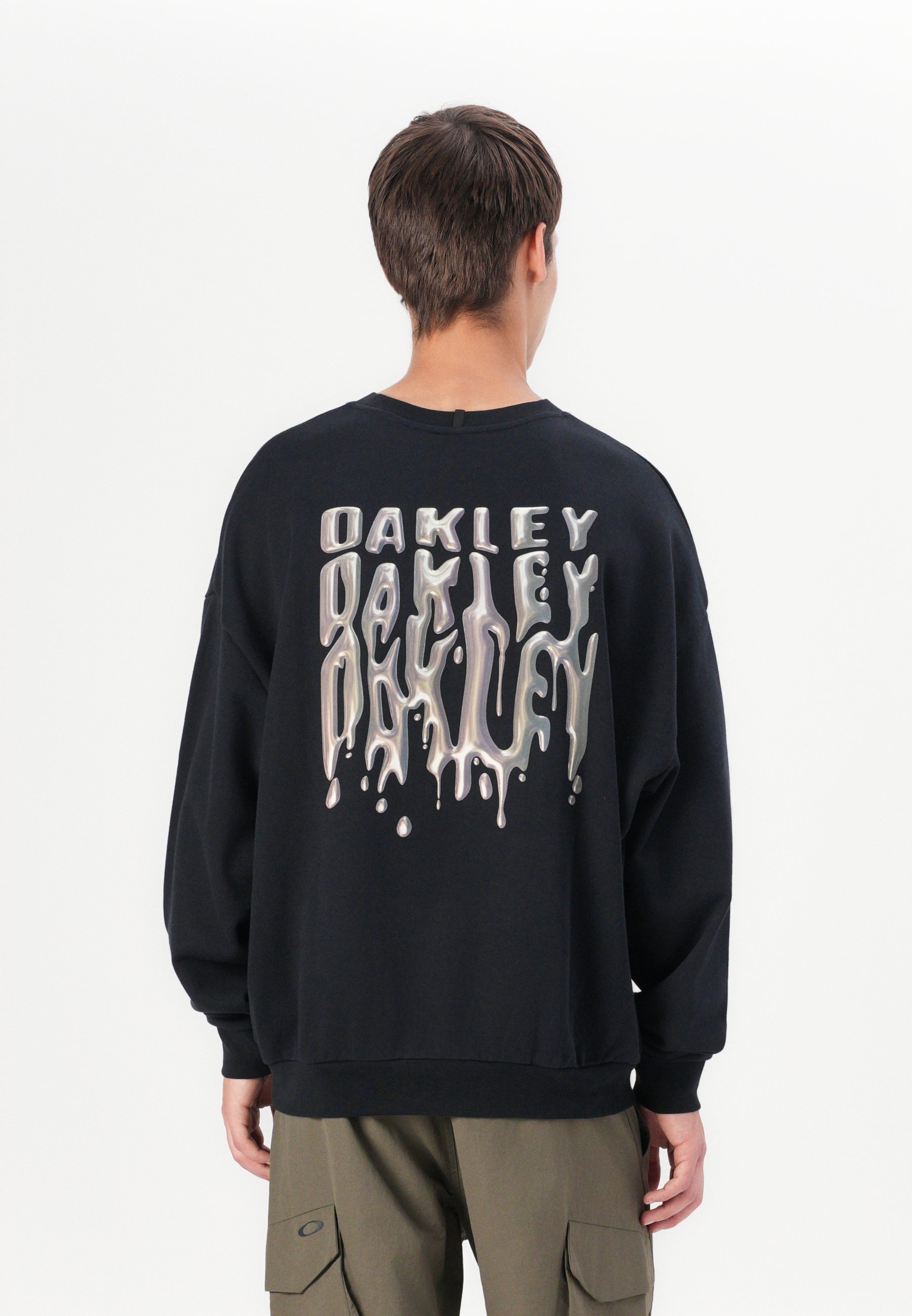 Oakley STACKED METAL CREWNECK - Sweatshirt - blackout/noir - ZALANDO
