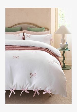 Next, BOW EMBROIDERED DUVET COVER AND PILLOWCASE SET - Biancheria da letto - white pink
