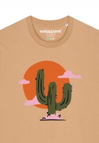 watapparel KAKTUS IM SONNENUNTERGANG - T-shirt print - latte