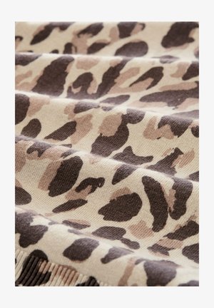 TOM TAILOR, KNIT PRINTED SHORTSLEEVE SWEATER - T-shirt print - gravel beige melange leo
