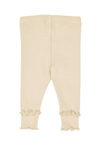 Béžové ribbované legíny s přiléhavým střihem, se sklady na lemech u kotníků a elastickým pasem.