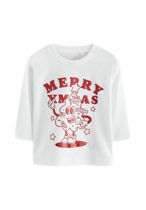 CHRISTMAS REGULAR FIT - Tops ar garām piedurknēm - white