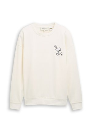 TOM TAILOR DENIM, RELAXED PEANUTS CREW NECK SWEAT - Sweater - gardenia white