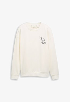 TOM TAILOR DENIM, RELAXED PEANUTS CREW NECK SWEAT - Sweater - gardenia white