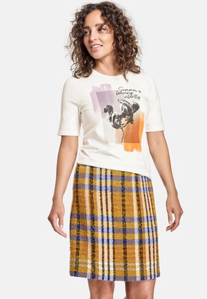 KURZARM RUNDHALS MIT FRONT PRINT - Camiseta estampada - offwhite gemustert