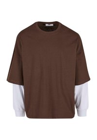 DOUBLE LONGSLEEVES - T-shirt à manches longues - chocolatebrown brightwhite