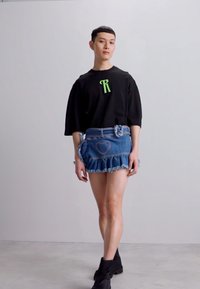 REAMEREI FRINGED MINI UNISEX - Denim skirt - blue denim