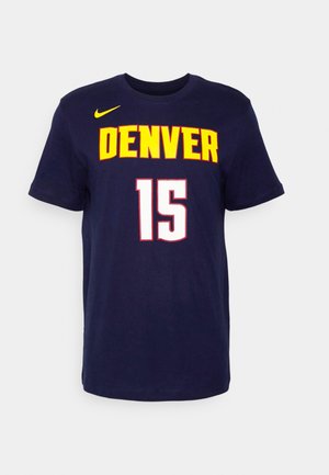Navy blue cotton t-shirt with short sleeves; "DENVER" in yellow above a white "15" on front. Features Nike logo in yellow. Classic crew neck.