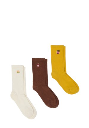 3 PACK ELASTICATED - Socks - white/yellow/brown