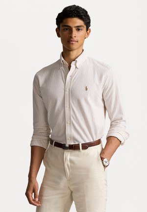 Polo Ralph Lauren STRIPED KNIT OXFORD SHIRT - Shirt - white/coastal beige