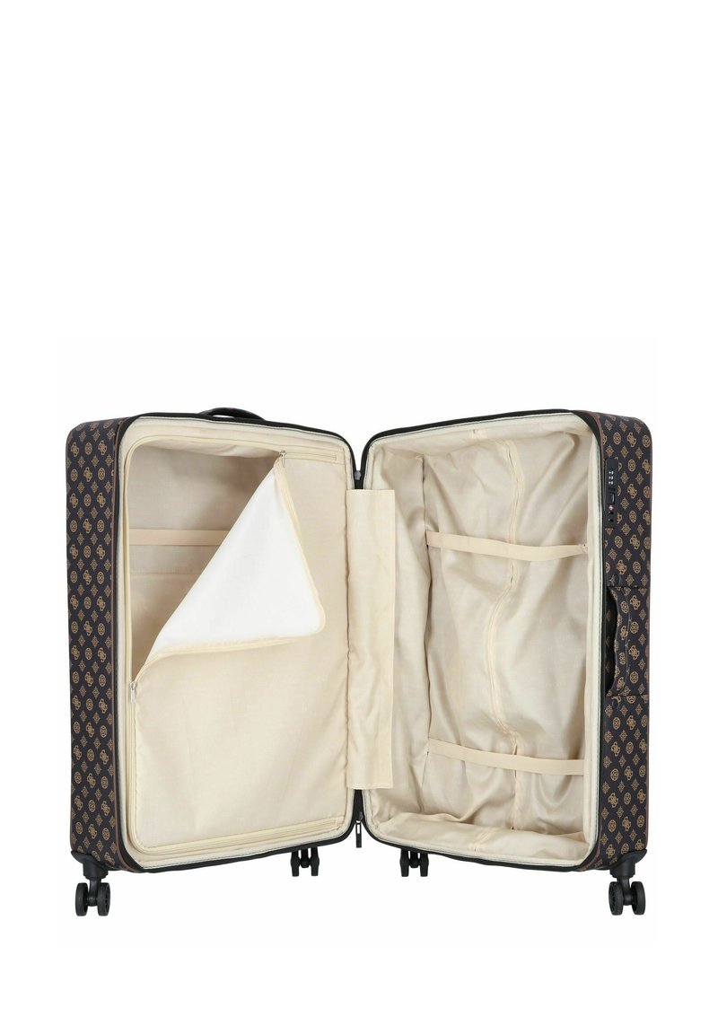 Valise GUESS Napoli Spinner M - Marron Foncé / Ocre - Neuf En Emballage