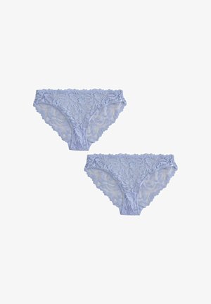 Helehallid pitsist püksikud, millel on lillemustrid, lainelised servad ja pehme tekstuur. Kaks paari on kõrvuti eksponeeritud.