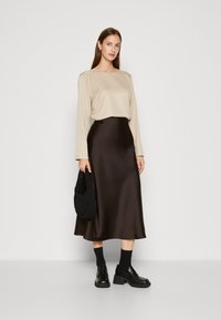 Lindex MARIA - A-linjekjol - dark brown
