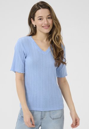Kaffe VIBA V-NECK - Tricou cu imprimeu - vista blue