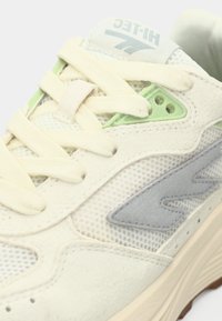 Tenisica s mrežastim i brušenim gornjim dijelom u krem, zelenoj i sivoj boji. Ima ravne vezice, podstavljen jezik i teksturiranu gumenu potplatu.