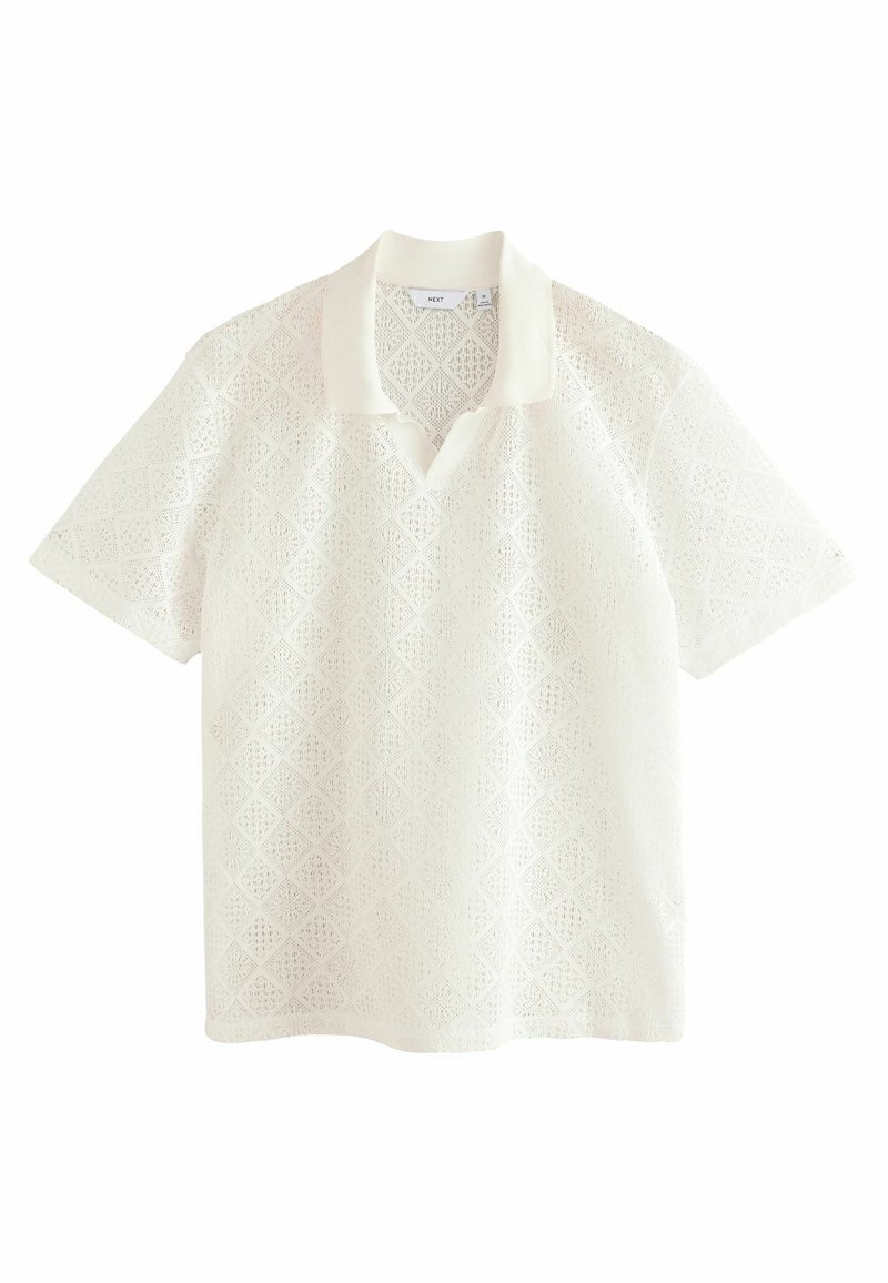 Next - REGULAR FIT - CROCHET TEXTURED CUBAN COLLAR - Polo shirt - ecru white, Enlarge