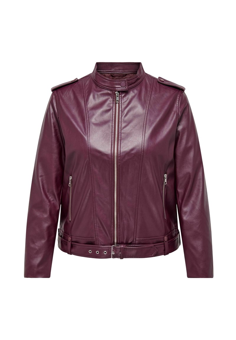 ONLY Carmakoma CARSADIE Leather jacket mauve wine/mauve Zalando