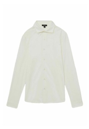 Camicia button-up a maniche lunghe color crema chiaro realizzata in tessuto morbido, con colletto classico e chiusura a bottoni sul davanti.
