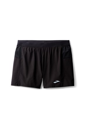 Mustad musta värvi jooksusärk, millel on sile tekstuur, lai vöökoht, külgmised võrkpaneelid ja peegeldav logo alumises paremas ees.