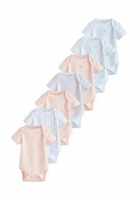 Šeši trumpomis rankovėmis kūdikių bodžiukai pastelinėmis spalvomis, su gėlių raštais ir vienspalviais atspalviais. Pagaminti iš minkšto medvilnės audinio, turi spaudžiamus užsegimus.