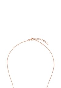 Delikat kedja i roséguld med en hummerlås och justerbara förlängningslänkar på en vit bakgrund.