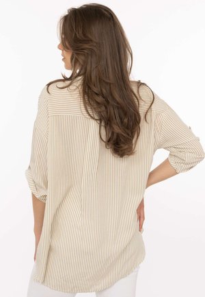 Zwillingsherz, OVERSIZE BLUSE STREIFEN & HERZ - Hemdbluse - beige