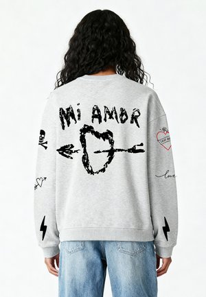 TATTOO MI AMOR EMBROIDERY UNISEX - Sweatshirt - mottled grey