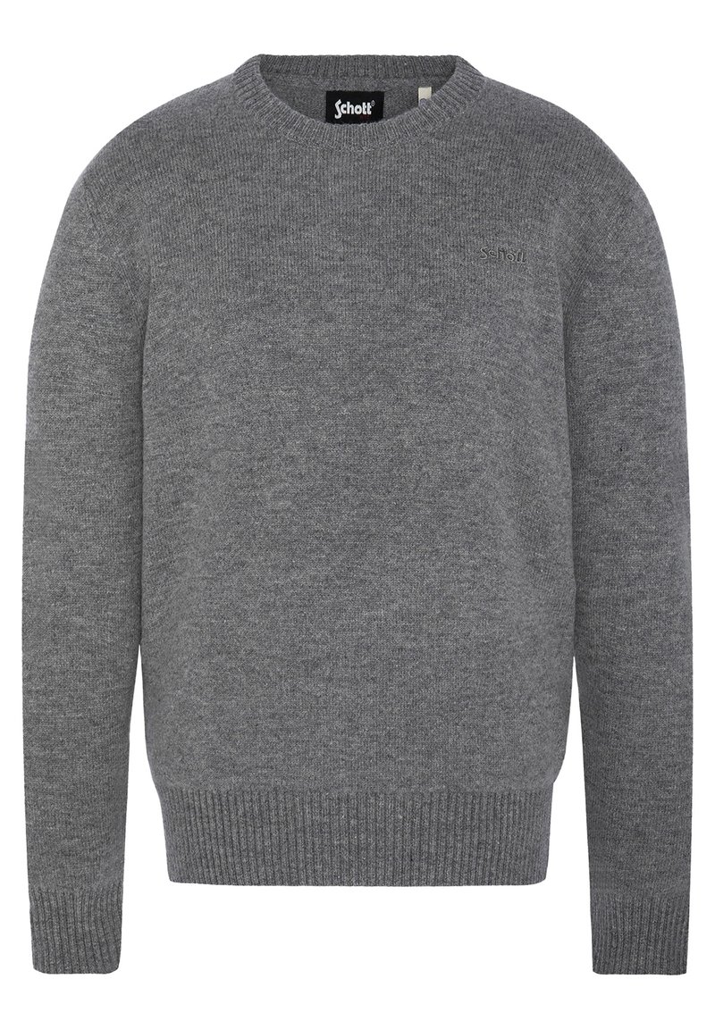 Schott PULL COL ROND - Strickpullover - gris chiné