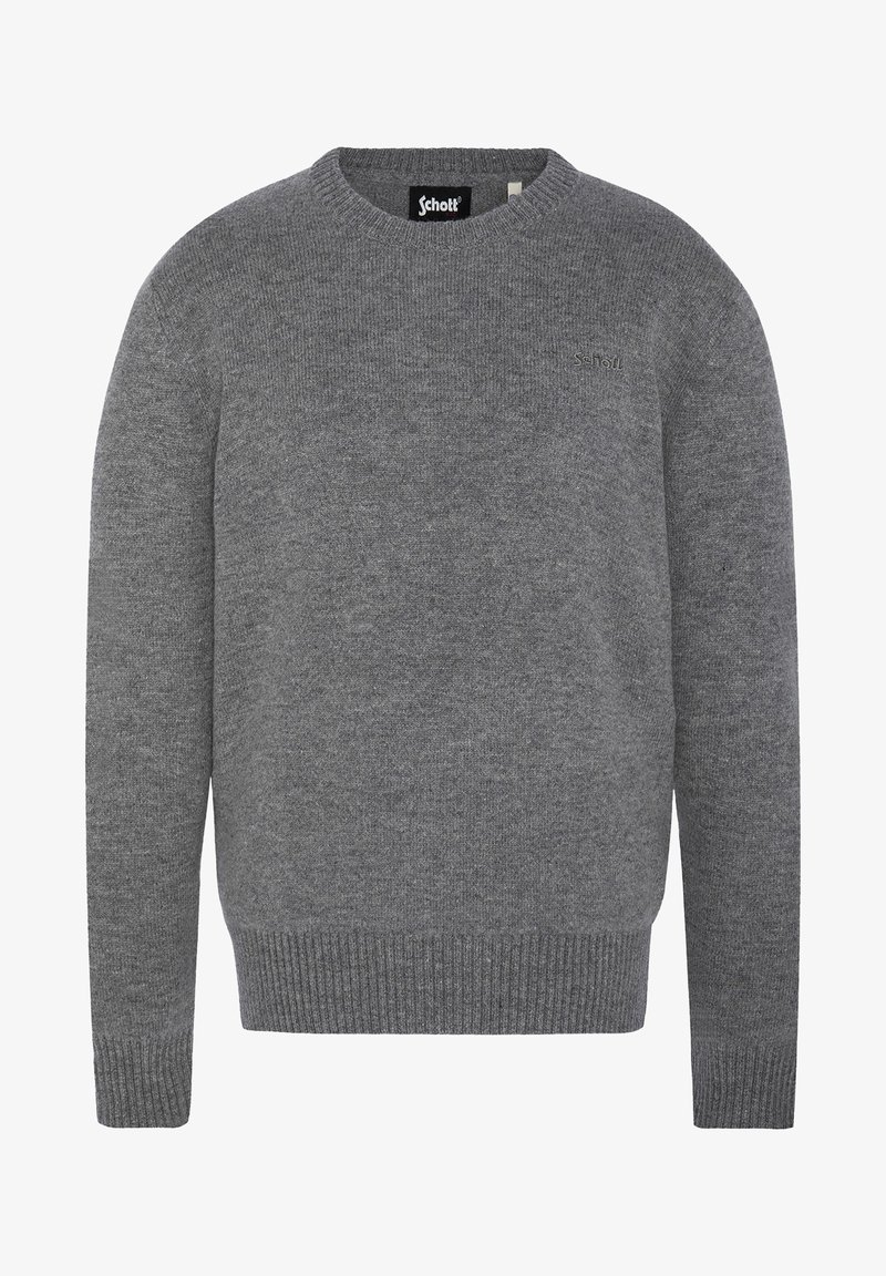 Schott PULL COL ROND - Strickpullover - gris chiné