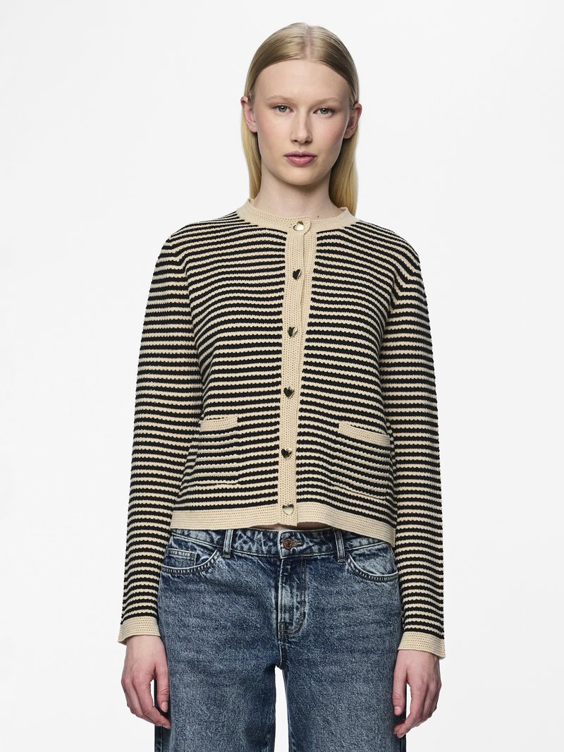 Pieces PCNISA CARDIGAN - Kardigan - cloud dancer/black