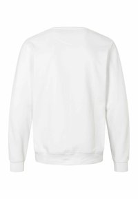 Witte sweatshirt met een ronde hals, lange mouwen, geribde manchetten en zoom, met een gladde textuur en zonder zichtbare versieringen.