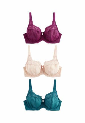 3 PACK - Kaarituelliset rintaliivit - plum purple teal blue light pink