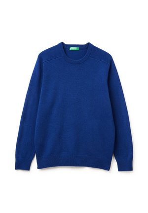 CREWNECK WITH SADDLE SHOULDERS N PLAIN STITCH WITH EDGES - Strickpullover - blue